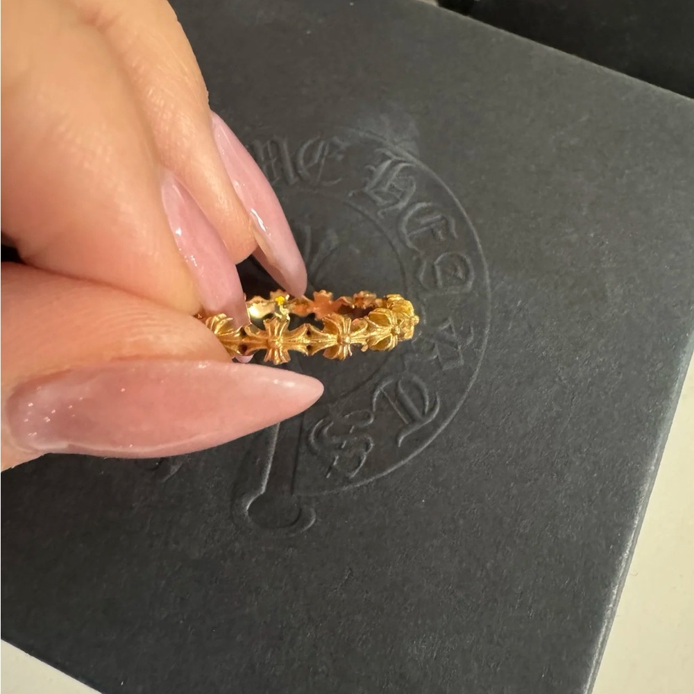 Chrome Hearts Tiny E Ring Gold Size 8 - image 3